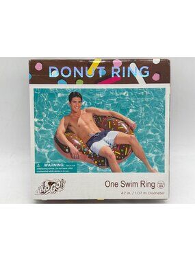 Donut-Themed Inflatable Swim Ring 42-Inch Diameter Ages 12+